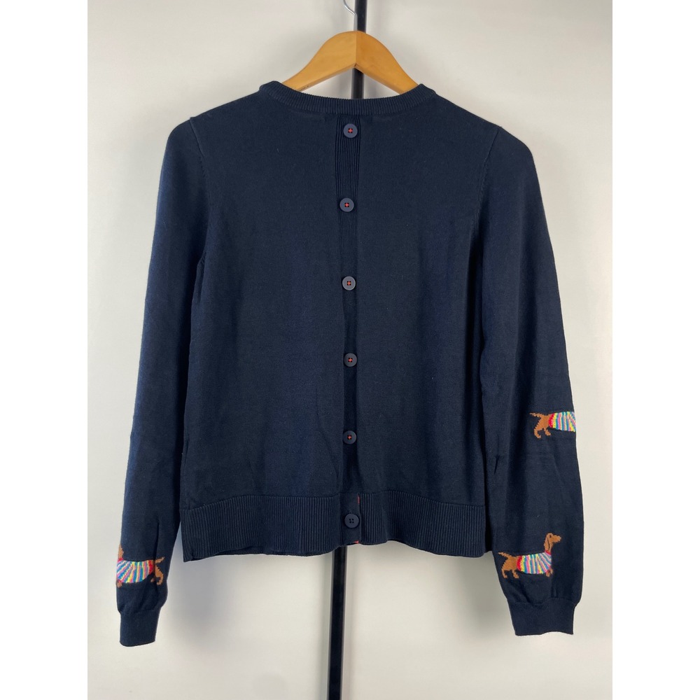 WoolOvers Womens Navy Blue Dachshund Dog Intarsia Button Back Sweater Size S - Picture 7 of 7